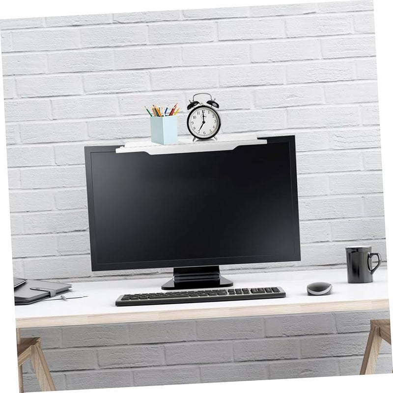 Large White Adjustable Monitor Stand Shelf No Drill Installation Storage Tray - Image 2